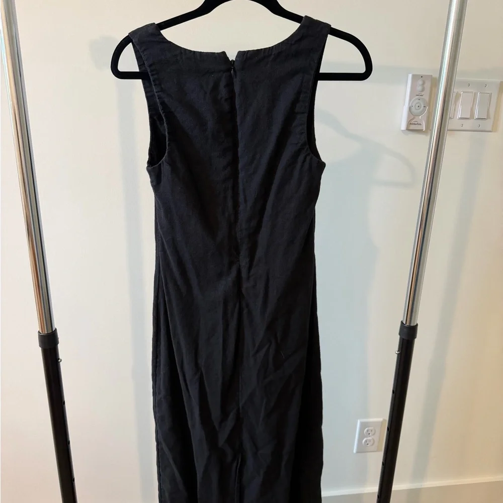 Abercrombie & Fitch Linen-blend shift maxi dress in black